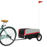 Trailer per biciclette Vidaxl 30 kg di ferro nero e rosso