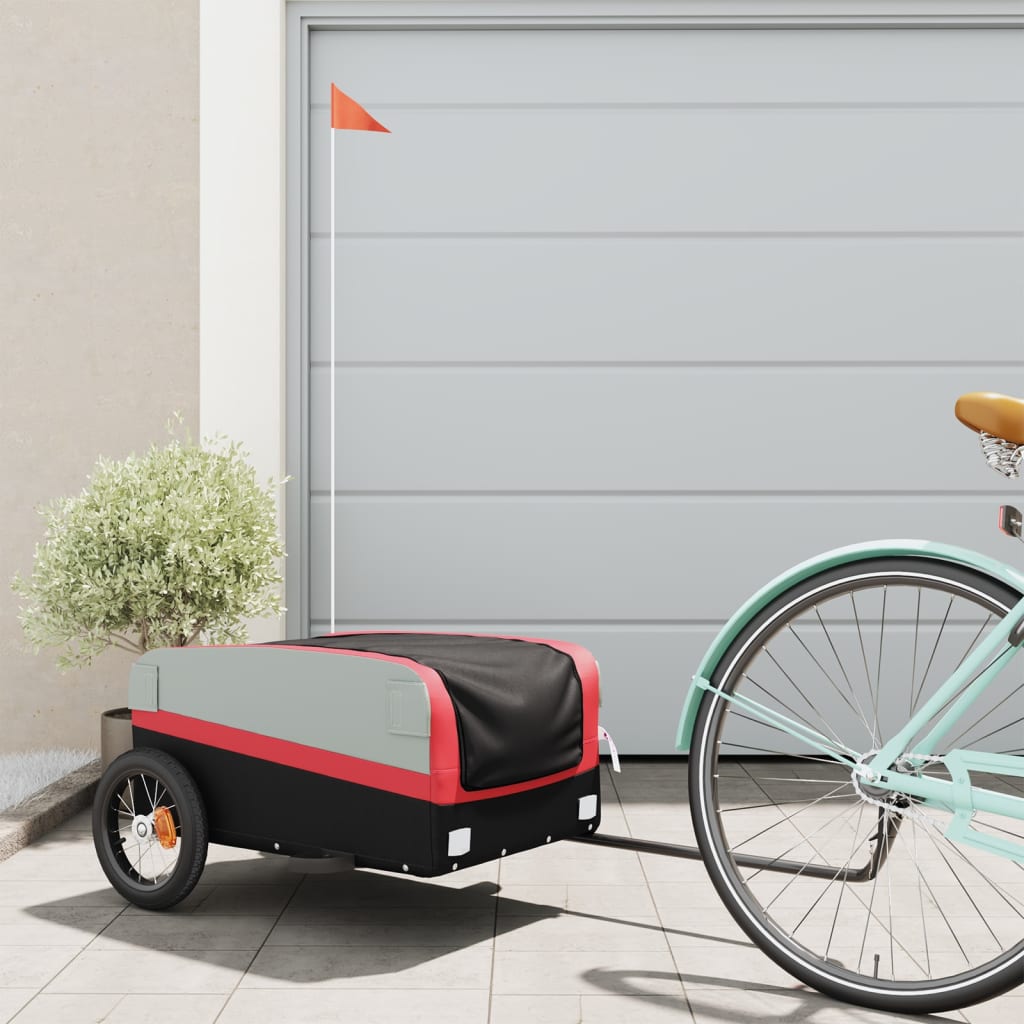 Vidaxl Bicycle Trailer 30 kg Iron Black and Red