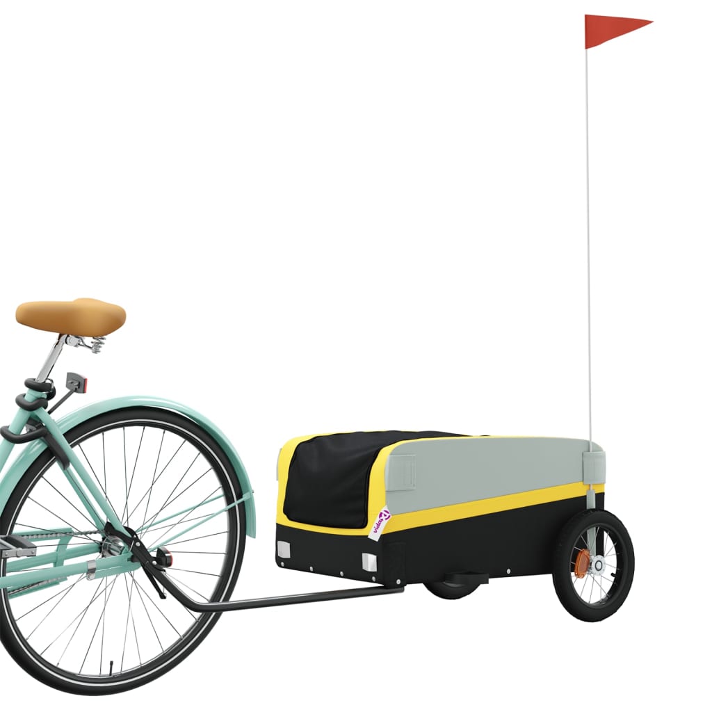 Vidaxl Bicycle Trailer 30 kg de fer noir et jaune