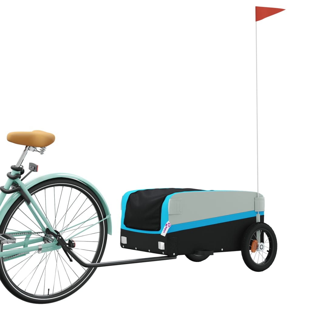 Vidaxl Bicycle Trailer 30 kg di ferro nero e blu