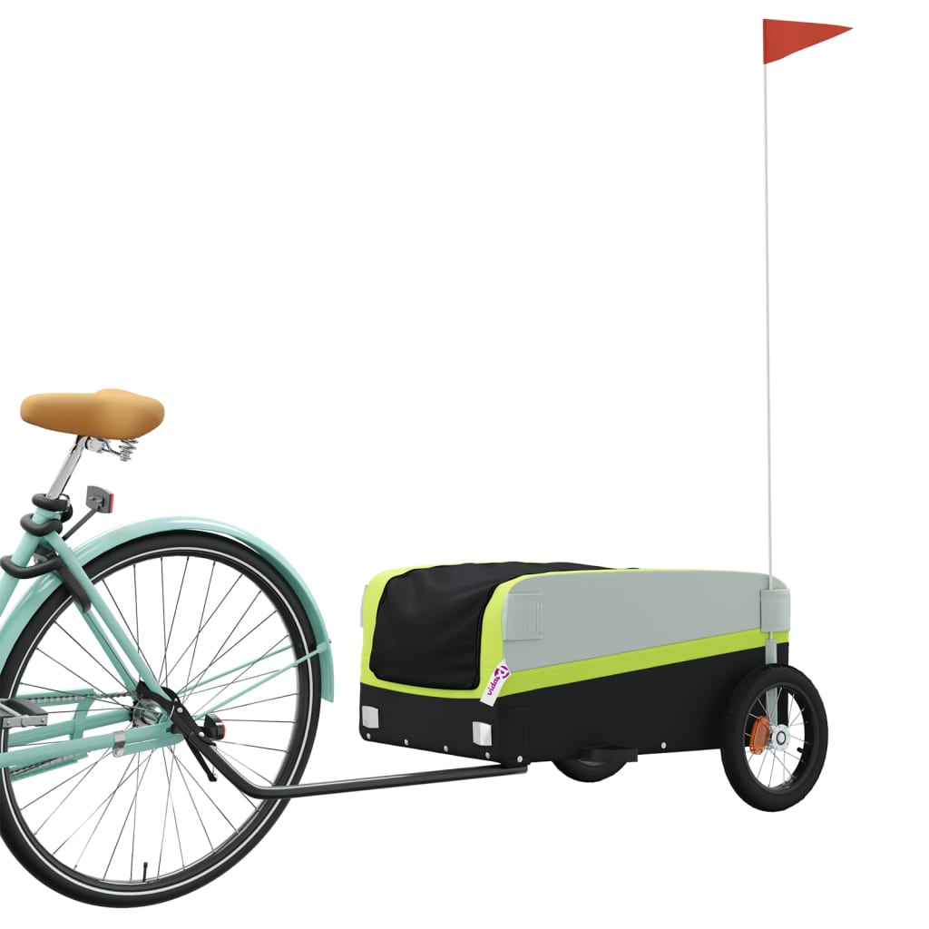 Vidaxl Bicycle Trailer 30 kg de fer noir et vert