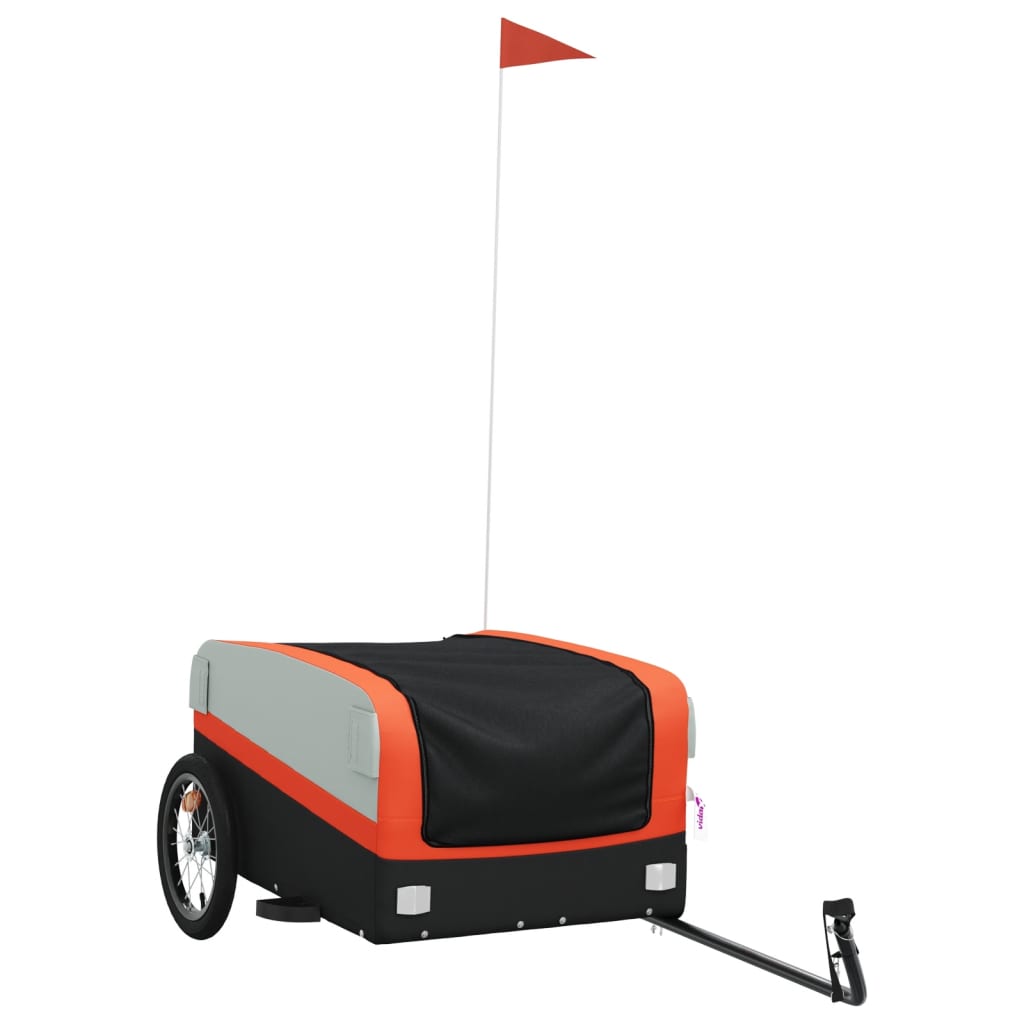 Vidaxl Bicycle Trailer 45 kg jern svart og oransje