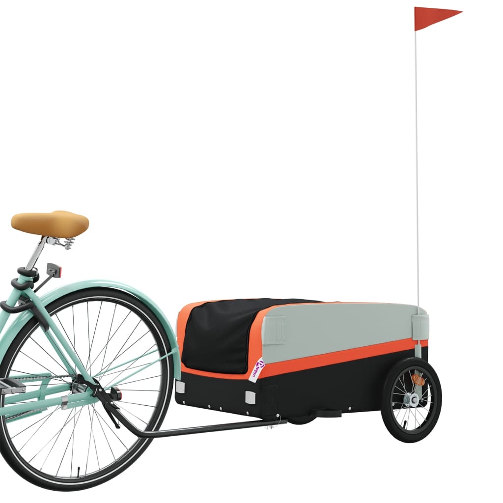 Vidaxl cykeltrailer 45 kg jern sort og orange