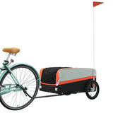 Vidaxl fietstrailer 45 kg ijzer zwart en oranje