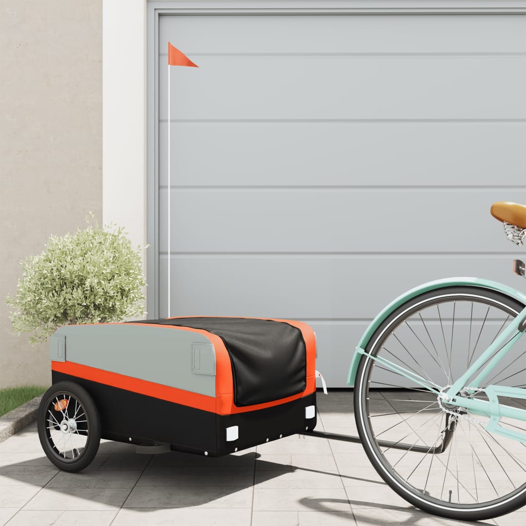 Vidaxl Bicycle Trailer 45 kg jern svart og oransje