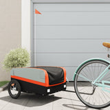 Vidaxl Bicycle Trailer 45 kg de fer noir et orange