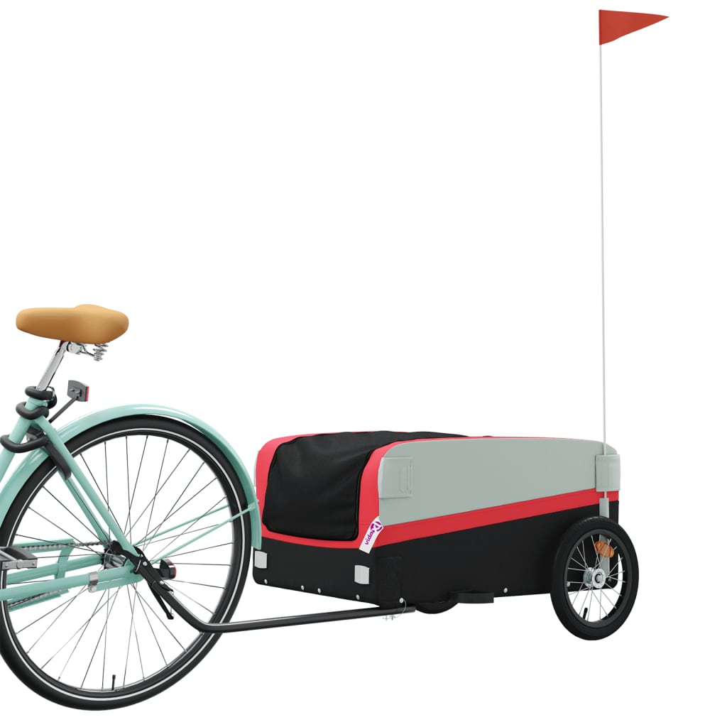 Vidaxl fietstrailer 45 kg ijzer zwart en rood