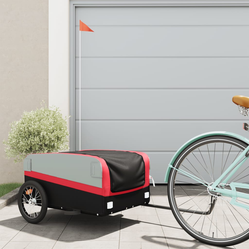 Vidaxl fietstrailer 45 kg ijzer zwart en rood