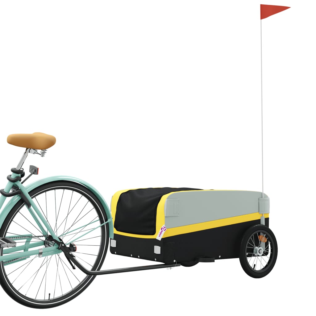 Vidaxl fietstrailer 45 kg ijzer zwart en geel