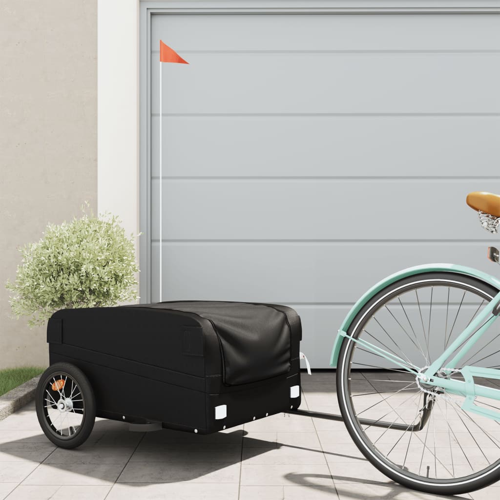 Vidaxl Bicycle Trailer 45 kg de fer noir