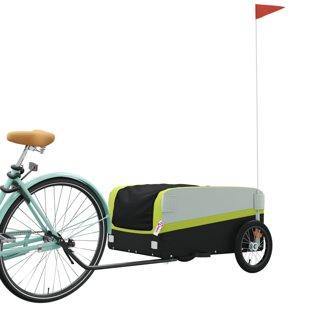 Vidaxl fietstrailer 45 kg ijzer zwart en groen