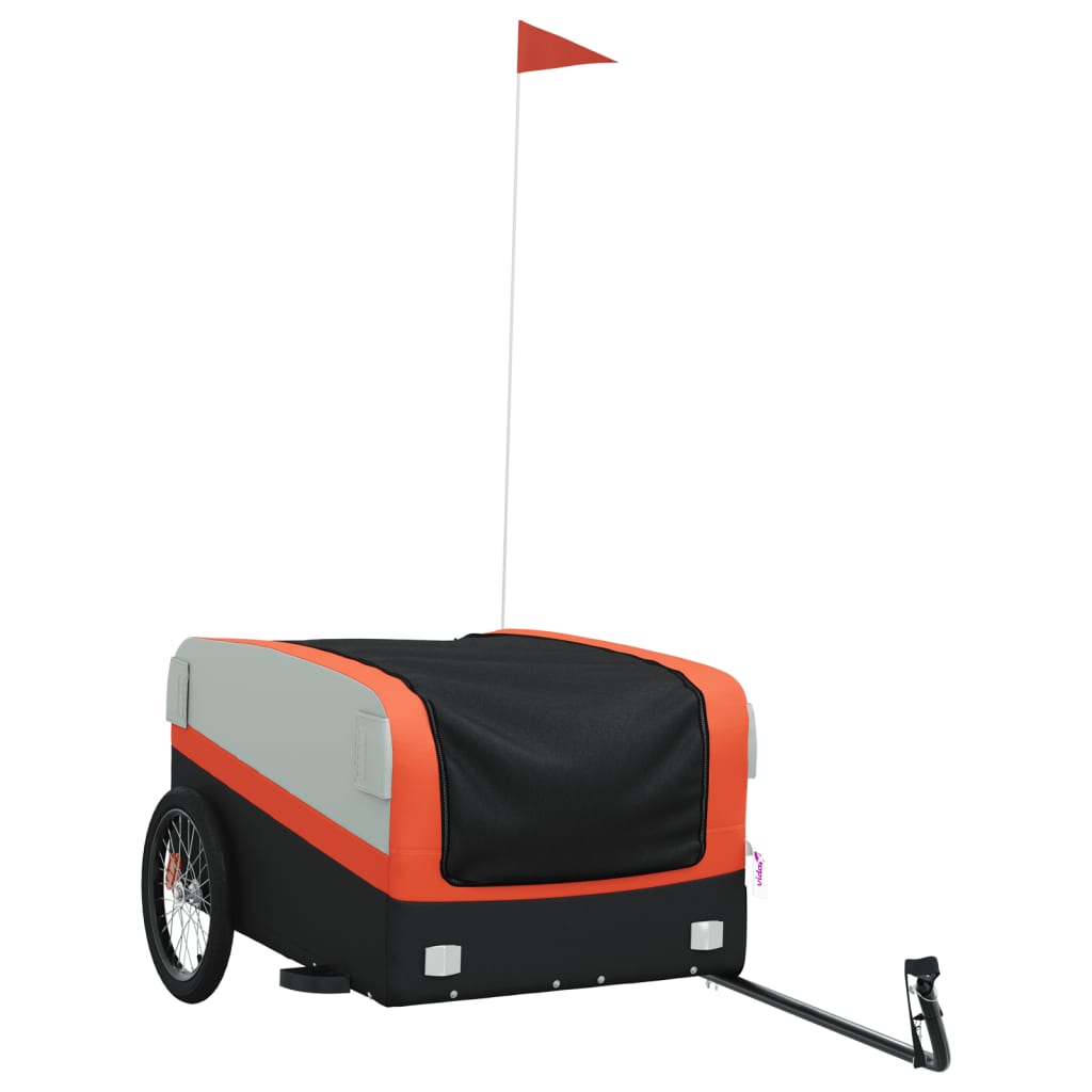 Vidaxl Bicycle Trailer 45 kg de fer noir et orange