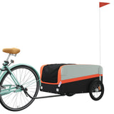 Trailer Vidaxl Bicycle 45 kg di ferro nero e arancione