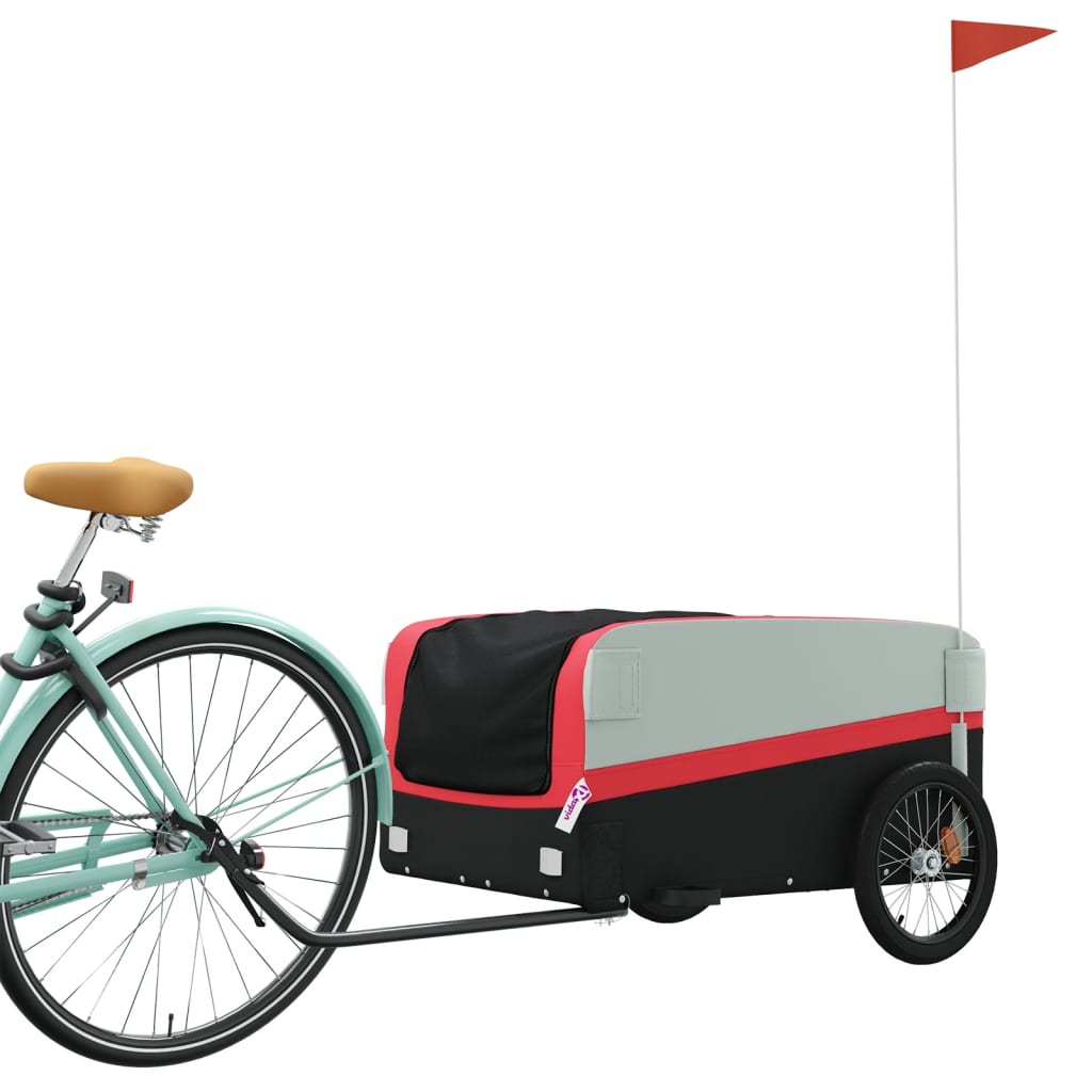 Vidaxl bicycle trailer 45 kg iron black and red