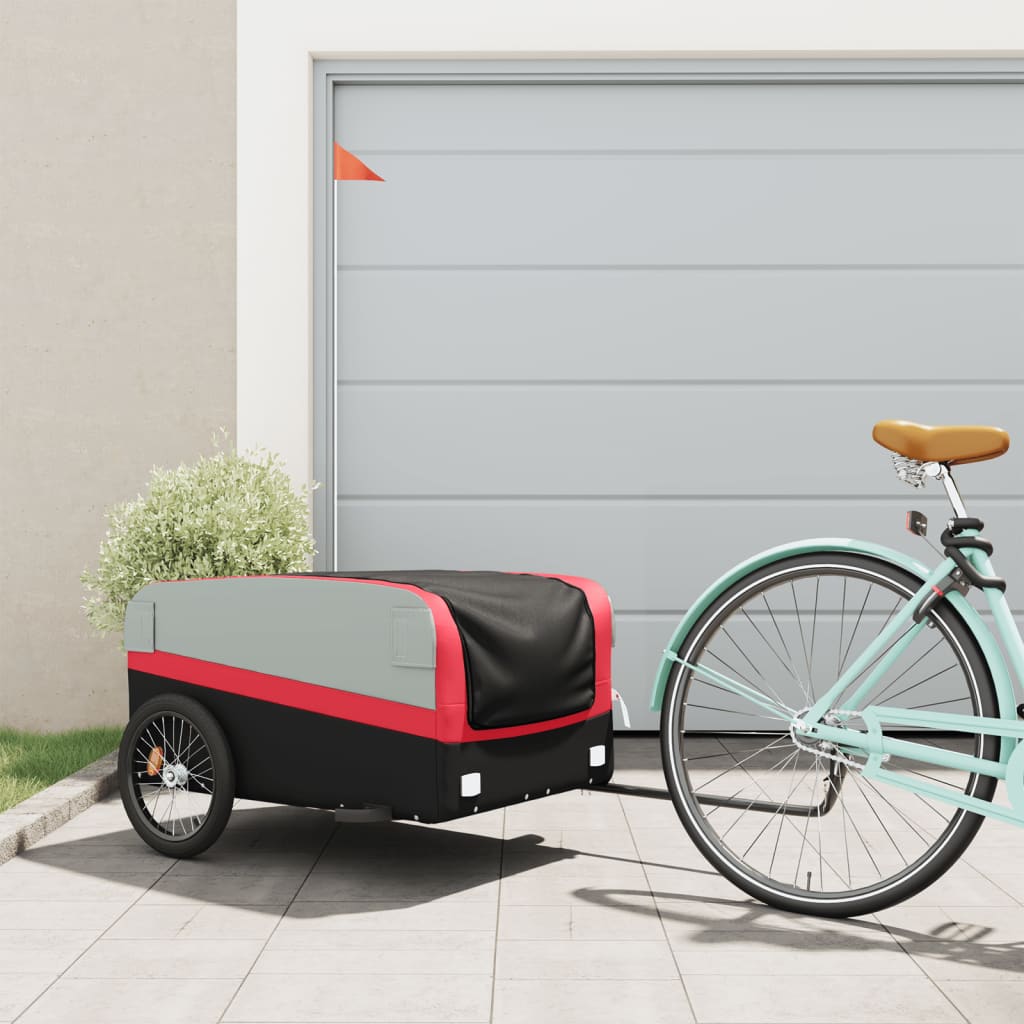 Vidaxl bicycle trailer 45 kg iron black and red