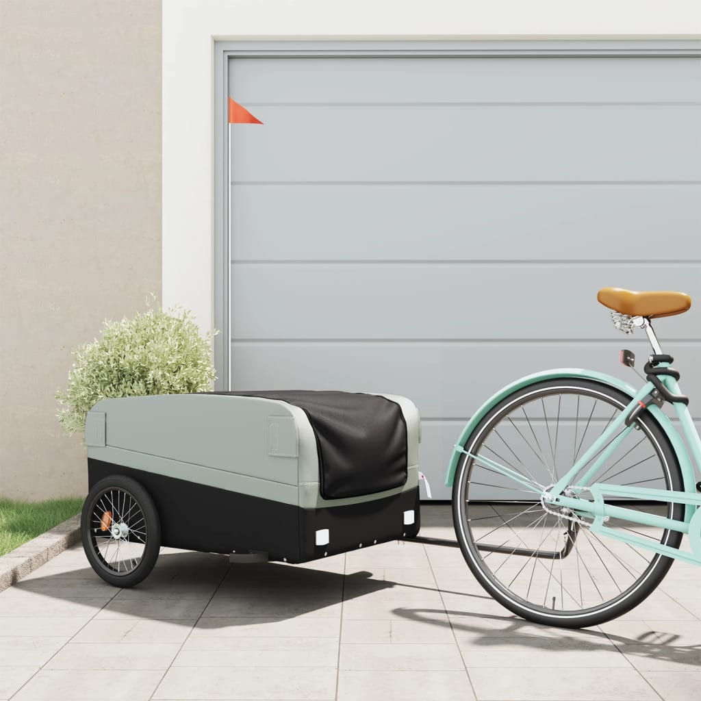 Vidaxl Bicycle Trailer 45 kg de fer noir et gris