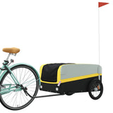 Vidaxl bicycle trailer 45 kg iron black and yellow