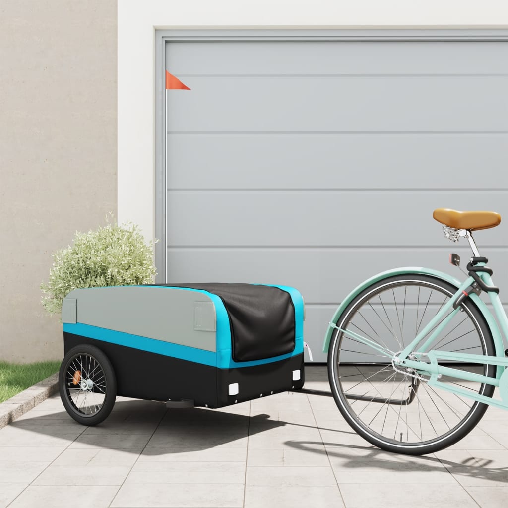 Vidaxl Bicycle Trailer 45 kg de fer noir et bleu