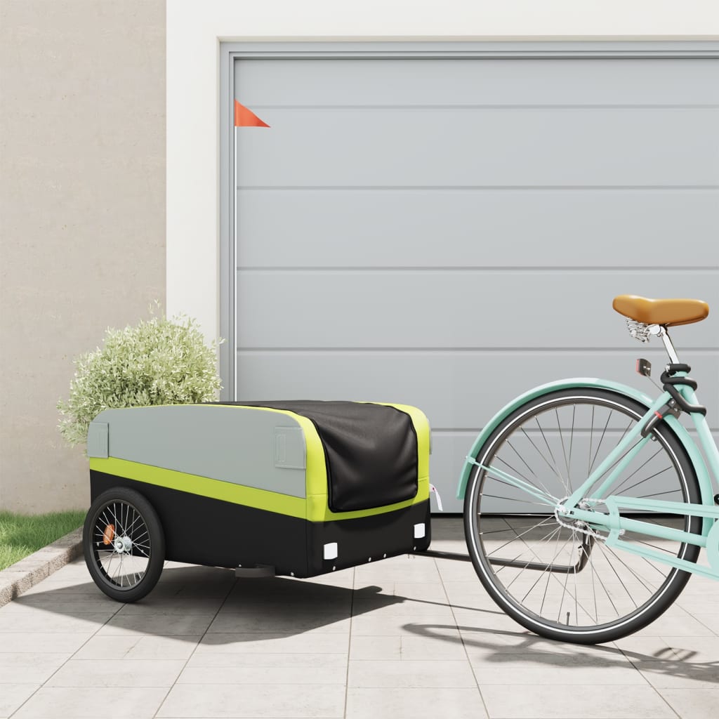 Vidaxl bicycle trailer 45 kg iron black and green