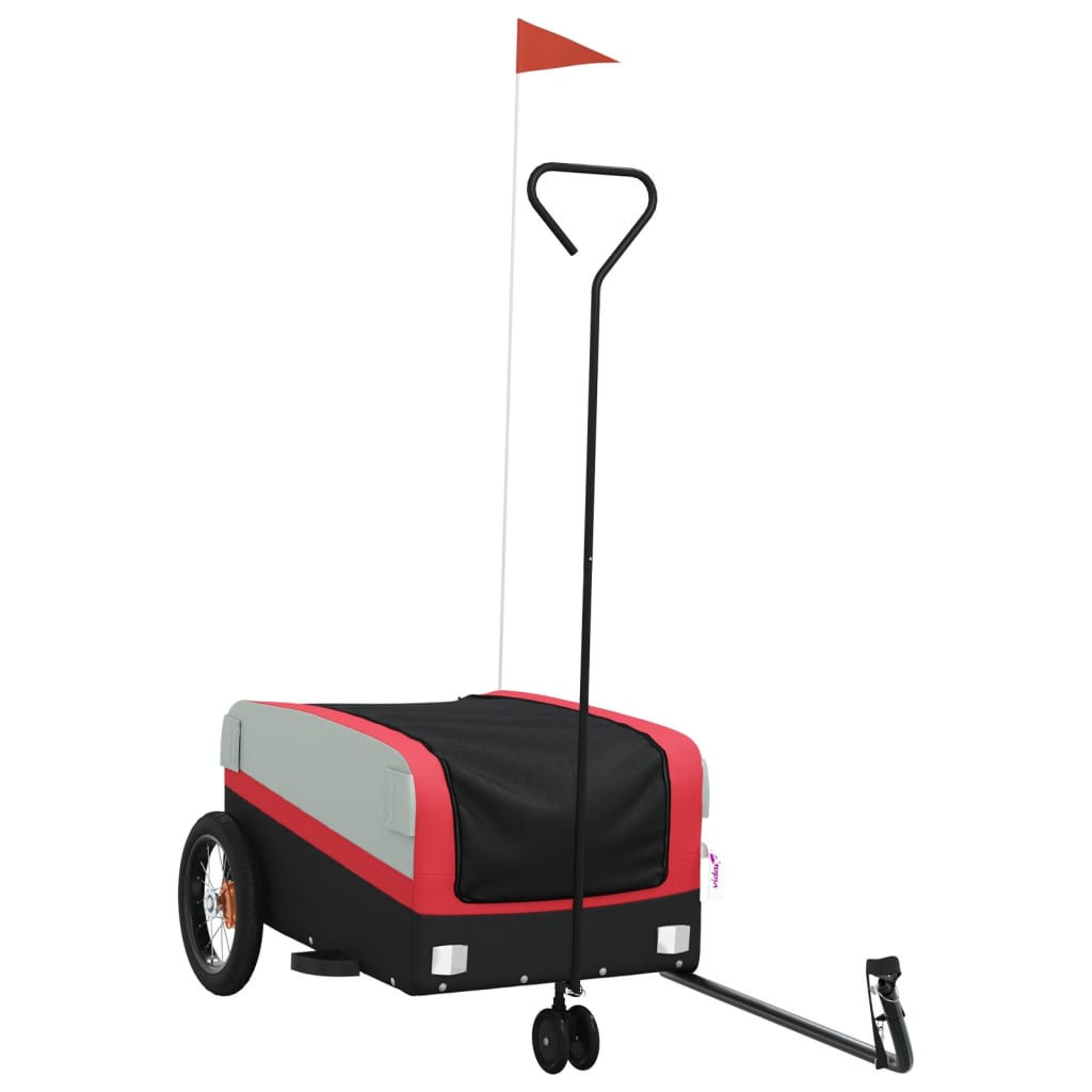 Vidaxl bicycle trailer 30 kg iron black and red