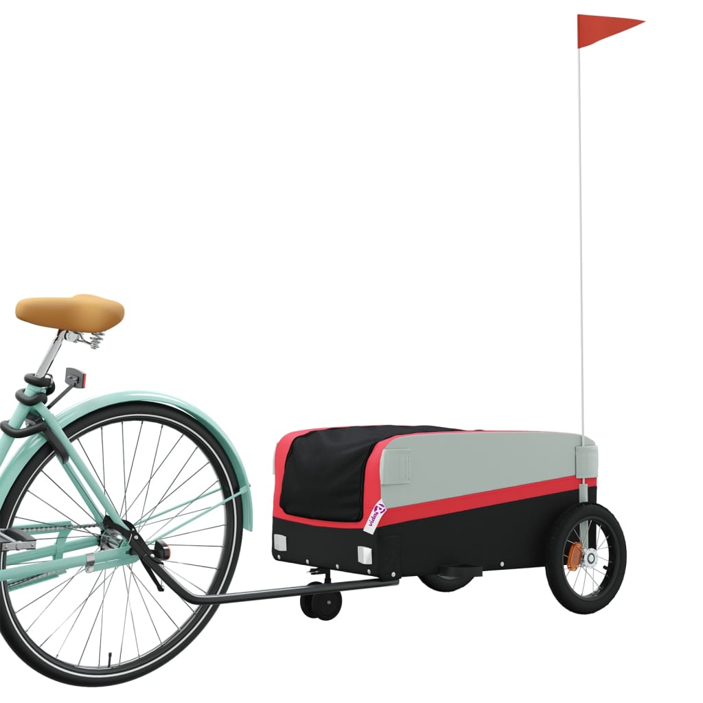 Vidaxl Bicycle Trailer 30 kg de fer noir et rouge