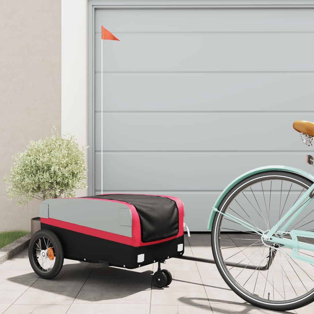 Vidaxl bicycle trailer 30 kg iron black and red