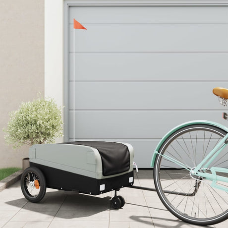 Vidaxxl remorque à vélo 30 kg fer noir et gris