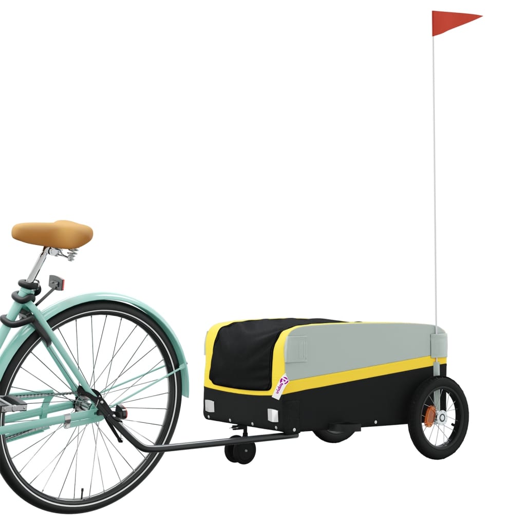 Vidaxl bicycle trailer 30 kg iron black and yellow