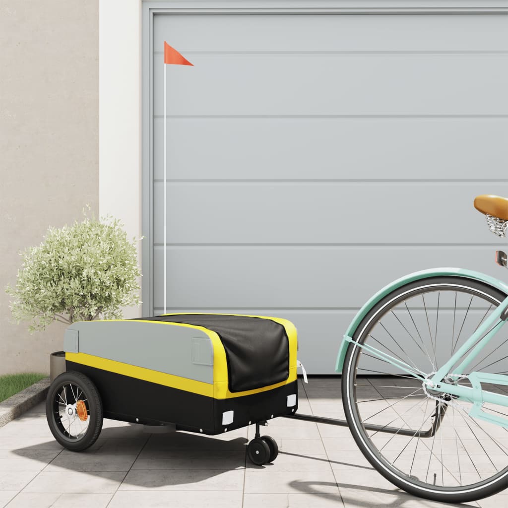 Vidaxl Bicycle Trailer 30 kg železa černá a žlutá