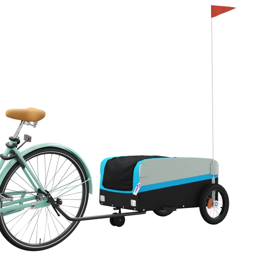 VidaXL remorque à vélo 30 kg fer noir et bleu