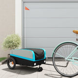 VidaXL remorque à vélo 30 kg fer noir et bleu