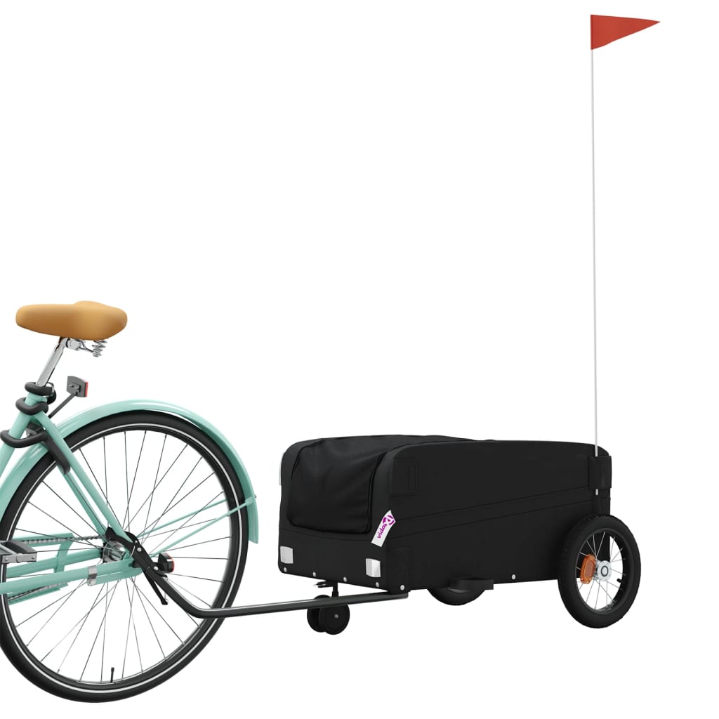 Vidaxl Bicycle Trailer 30 kg de fer noir