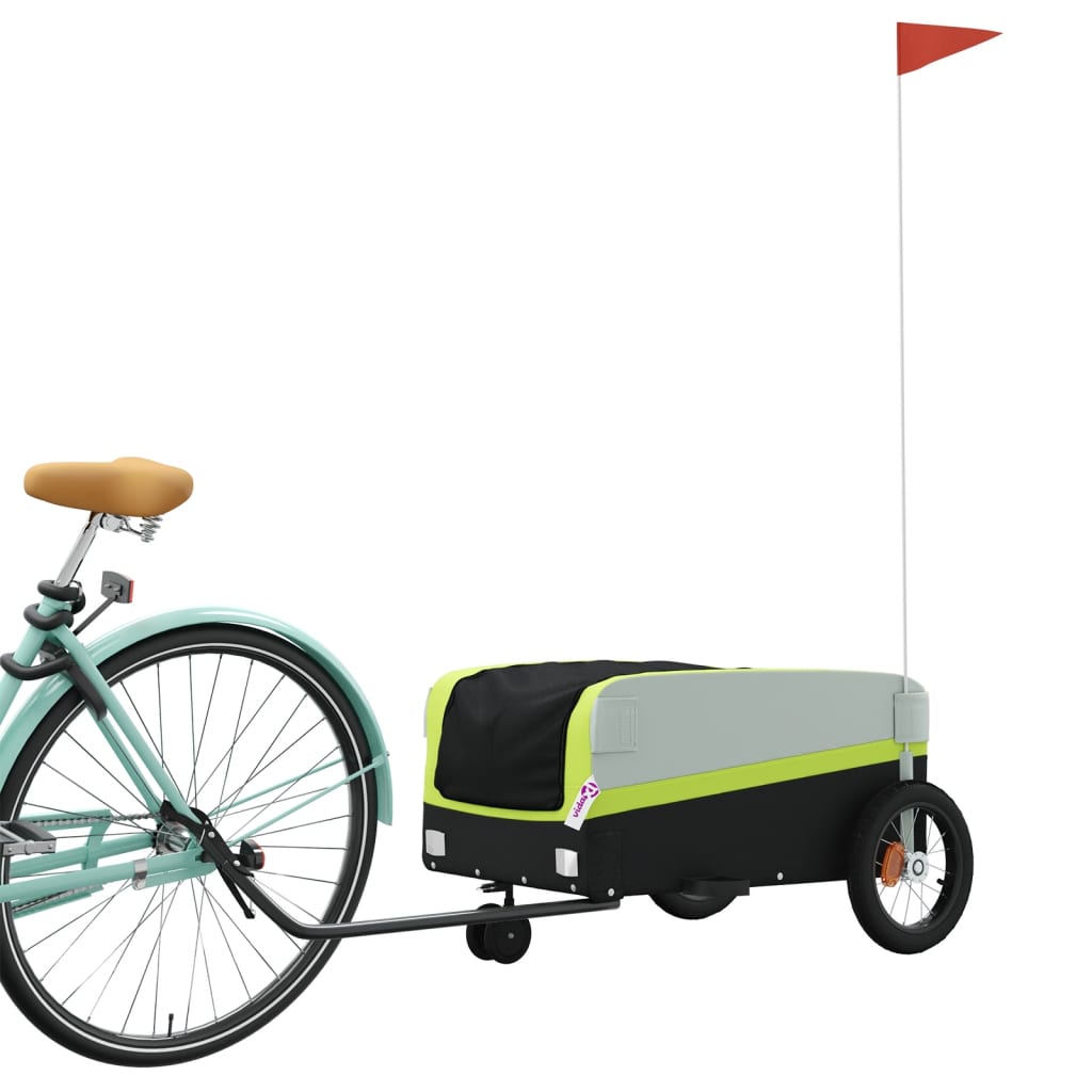 Vidaxl fietstrailer 30 kg ijzer zwart en groen