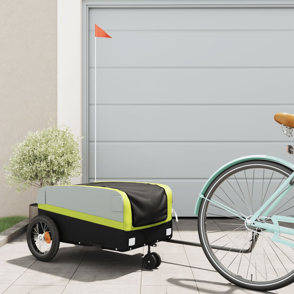 Vidaxxl remorque à vélo 30 kg fer noir et vert
