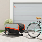 Vidaxl Bicycle Trailer 45 kg de fer noir et orange