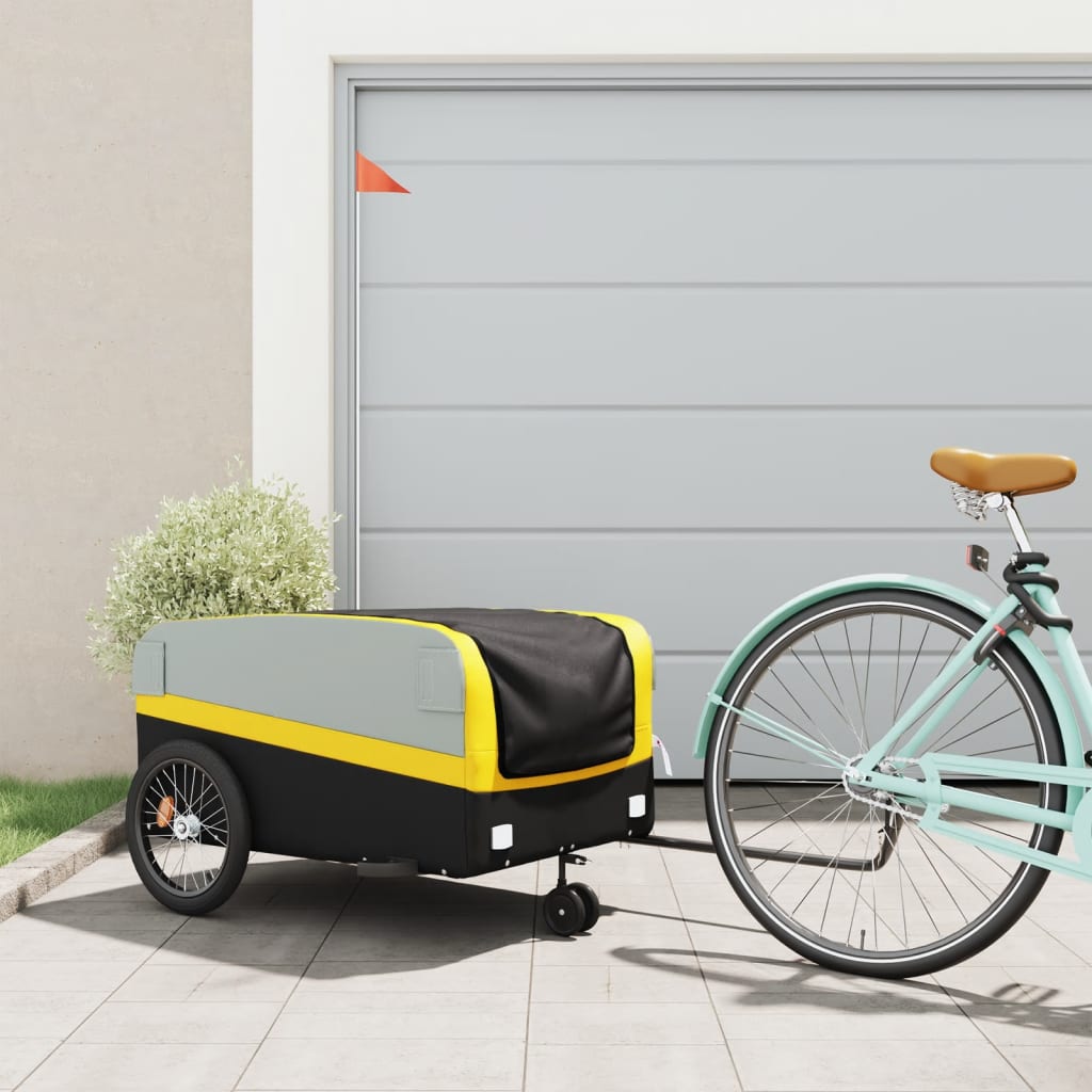 Vidaxl Bicycle Trailer 45 kg železa černá a žlutá