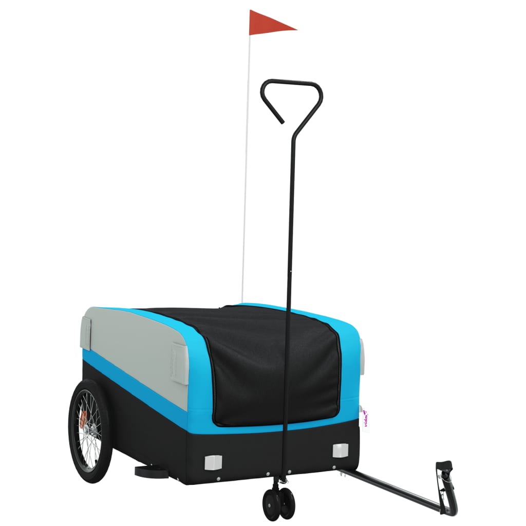 Vidaxl fietstrailer 45 kg ijzer zwart en blauw