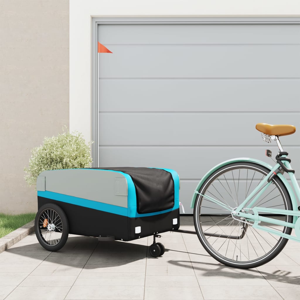 Vidaxl Bicycle Trailer 45 kg Iron Black and Blue