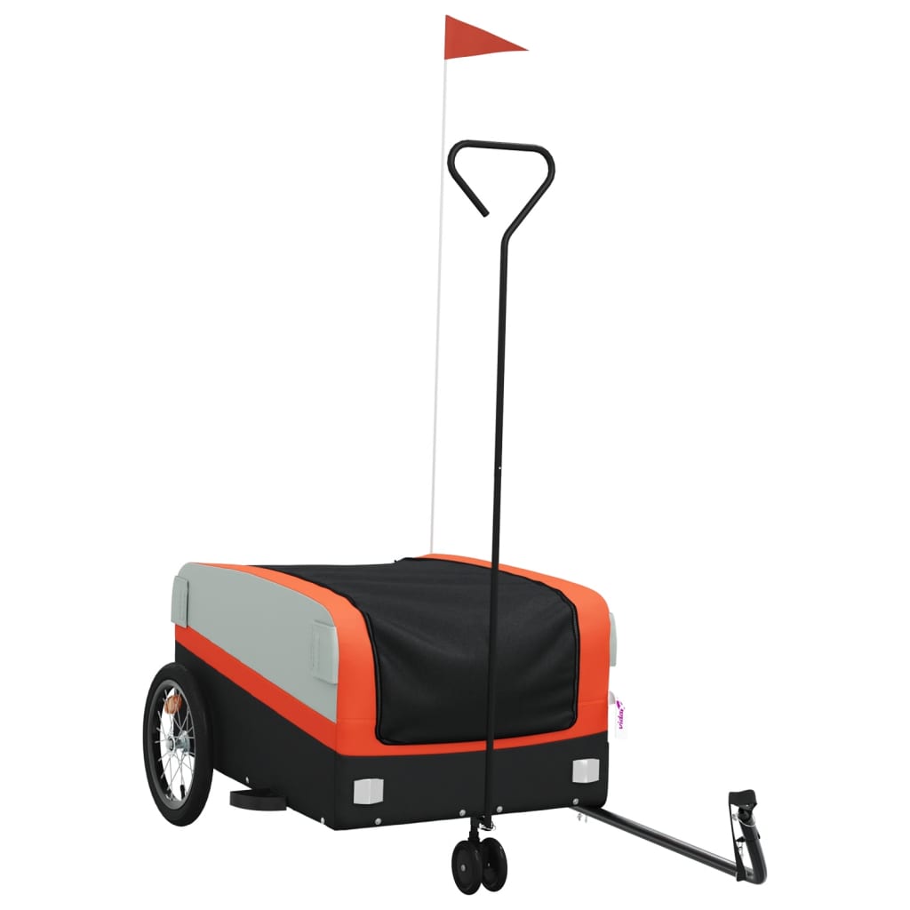 Vidaxl Bicycle Trailer 45 kg jern svart og oransje