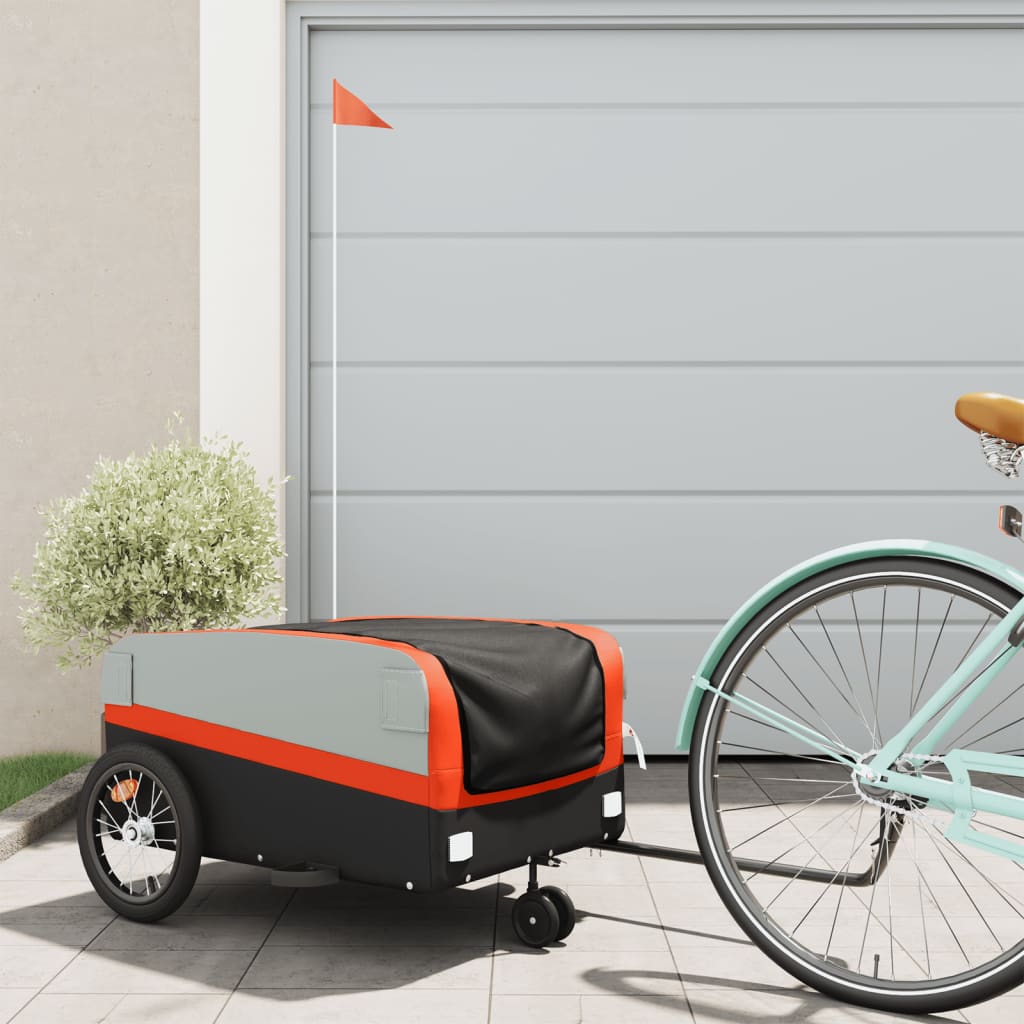 Vidaxl Bicycle Trailer 45 kg jern svart og oransje