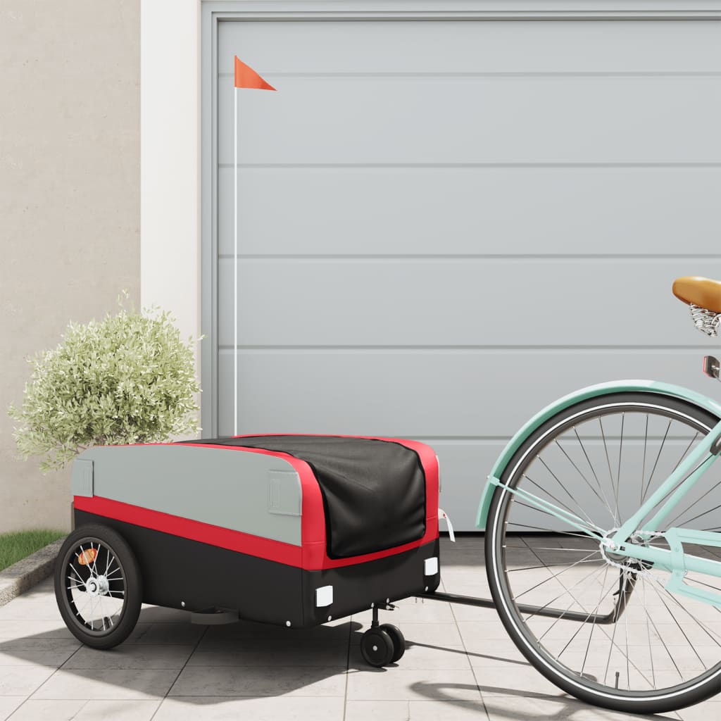 Vidaxl Bicycle Trailer 45 kg de fer noir et rouge