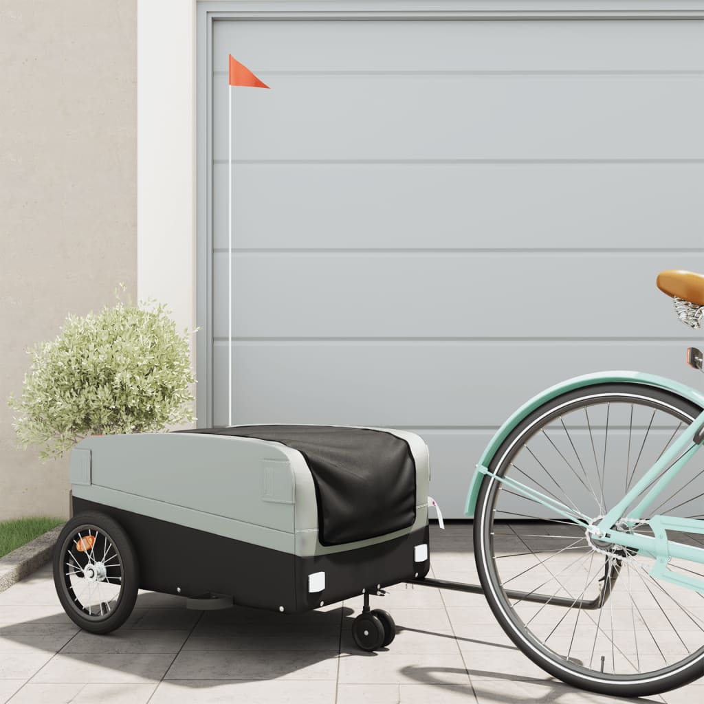 Vidaxl Bicycle Trailer 45 kg de fer noir et gris