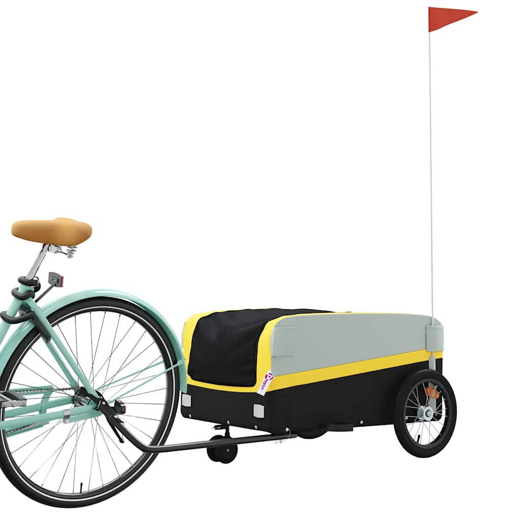 Vidaxxl remorque à vélo 45 kg fer noir et jaune