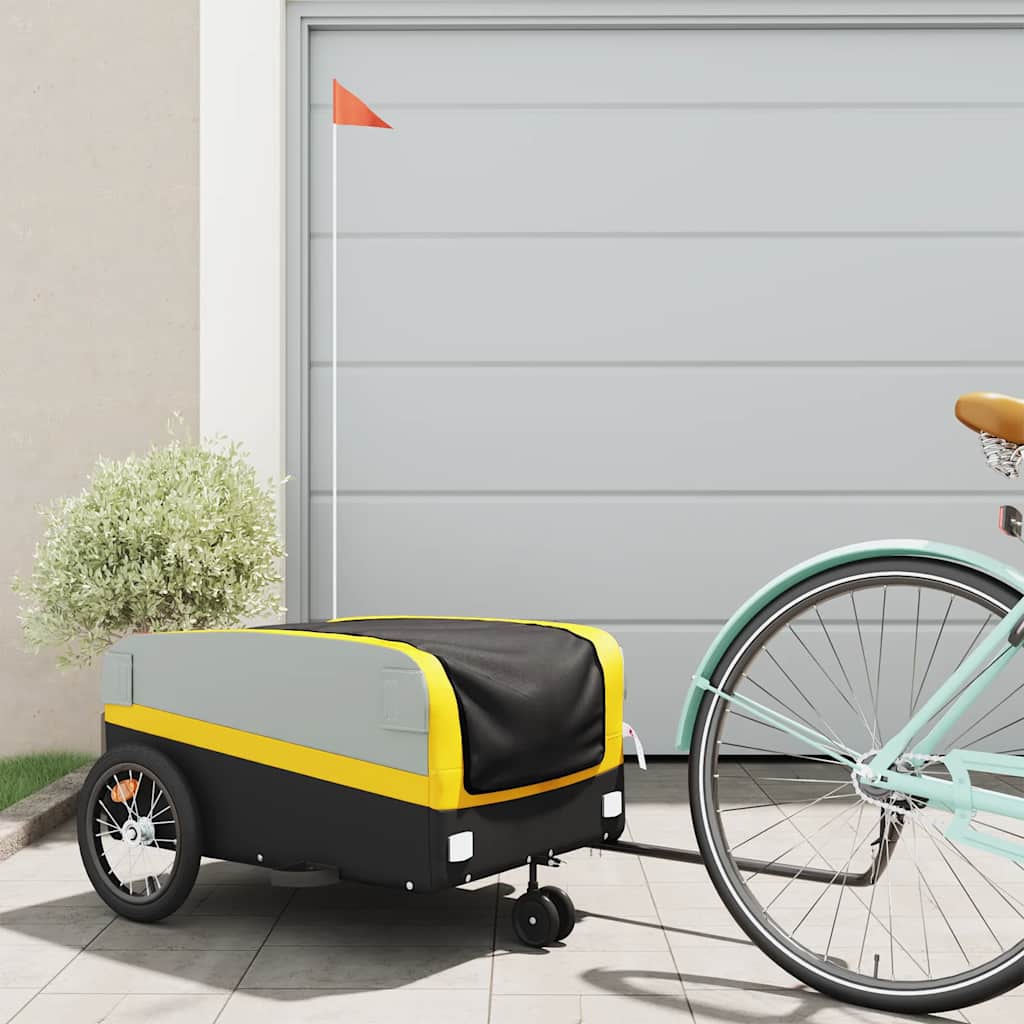 Vidaxxl remorque à vélo 45 kg fer noir et jaune