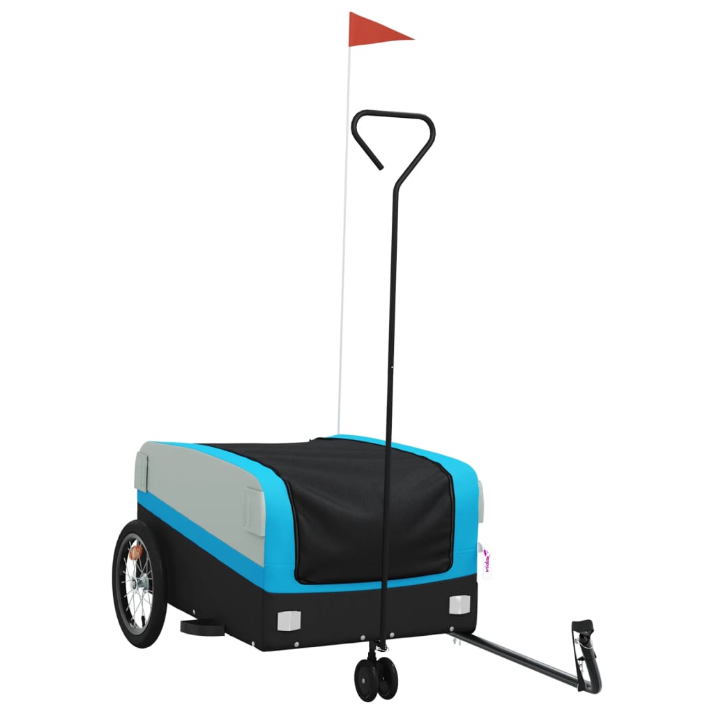 Vidaxl fietstrailer 45 kg ijzer zwart en blauw