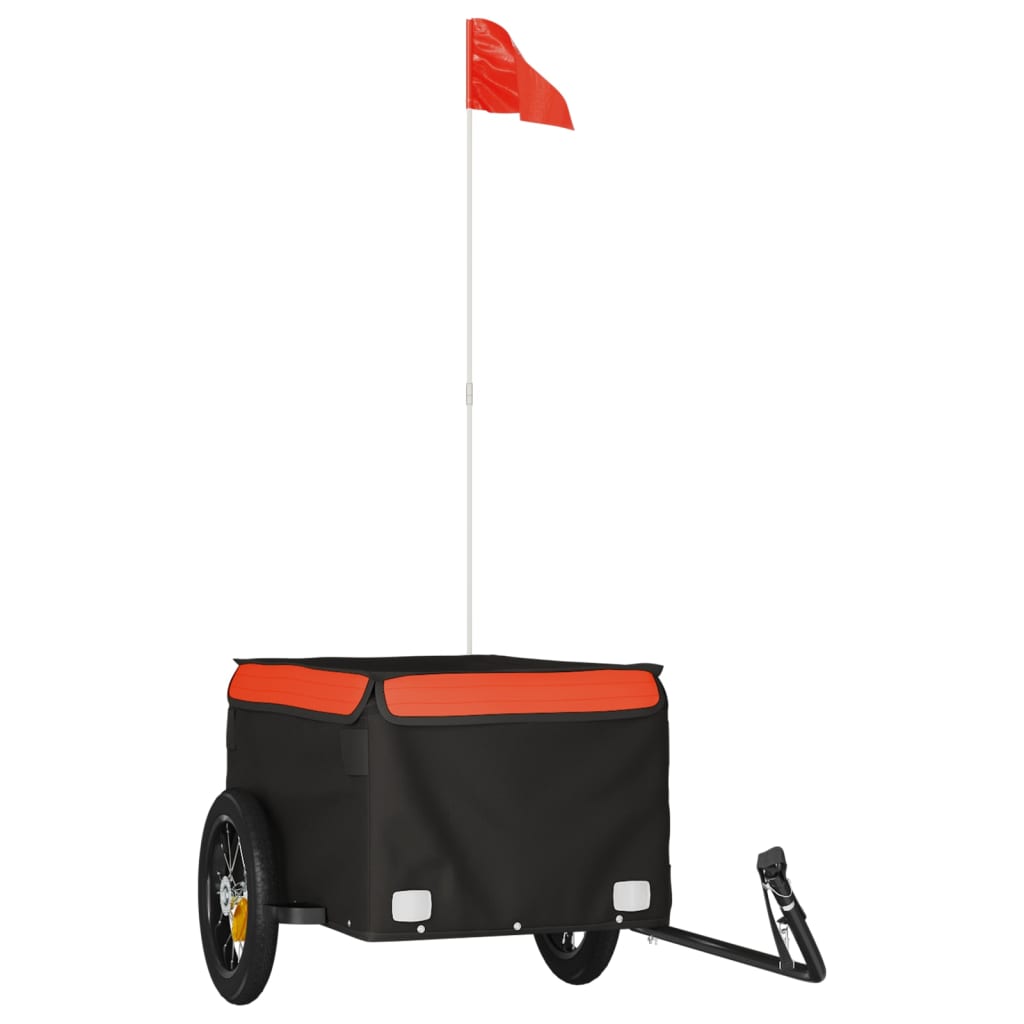 Vidaxl Bicycle Trailer 30 kg de fer noir et orange