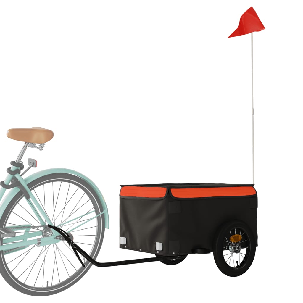 Vidaxl fietstrailer 30 kg ijzer zwart en oranje