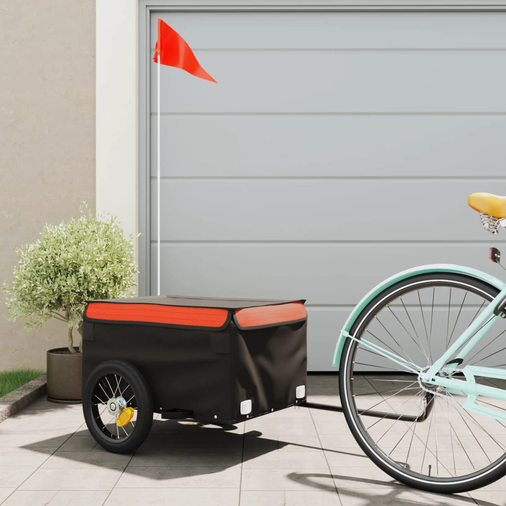 Vidaxl Bicycle Trailer 30 kg de fer noir et orange