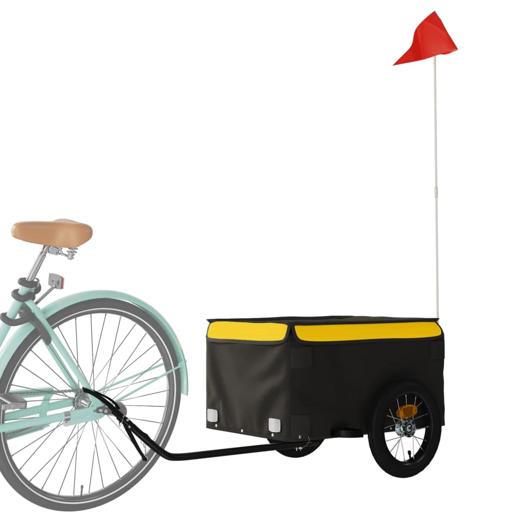 Vidaxl bicycle trailer 30 kg iron black and yellow