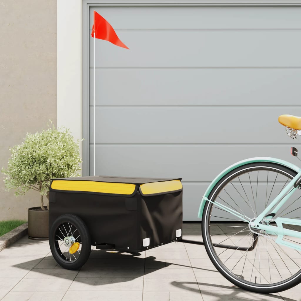 Vidaxl bicycle trailer 30 kg iron black and yellow